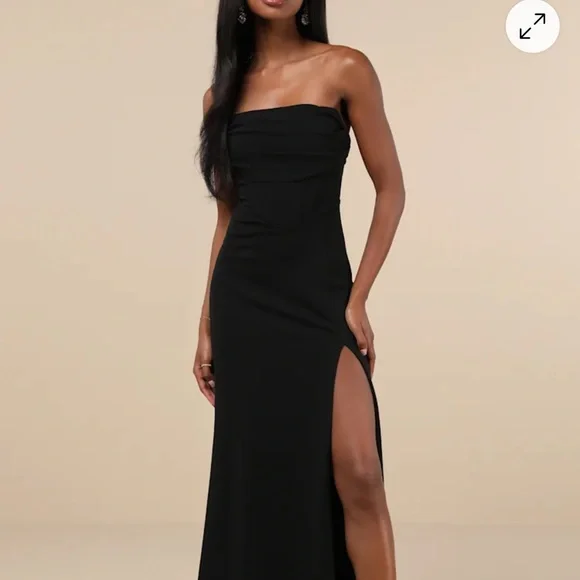 Lulu's Black Strapless Gown - Picture 2 of 8